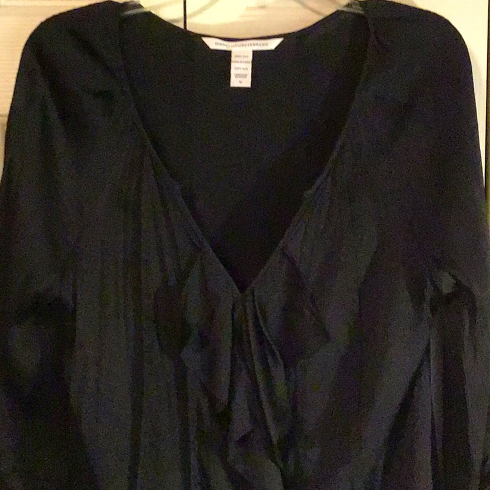 Diane von Furstenberg Ruffled Silk Peasant Blouse